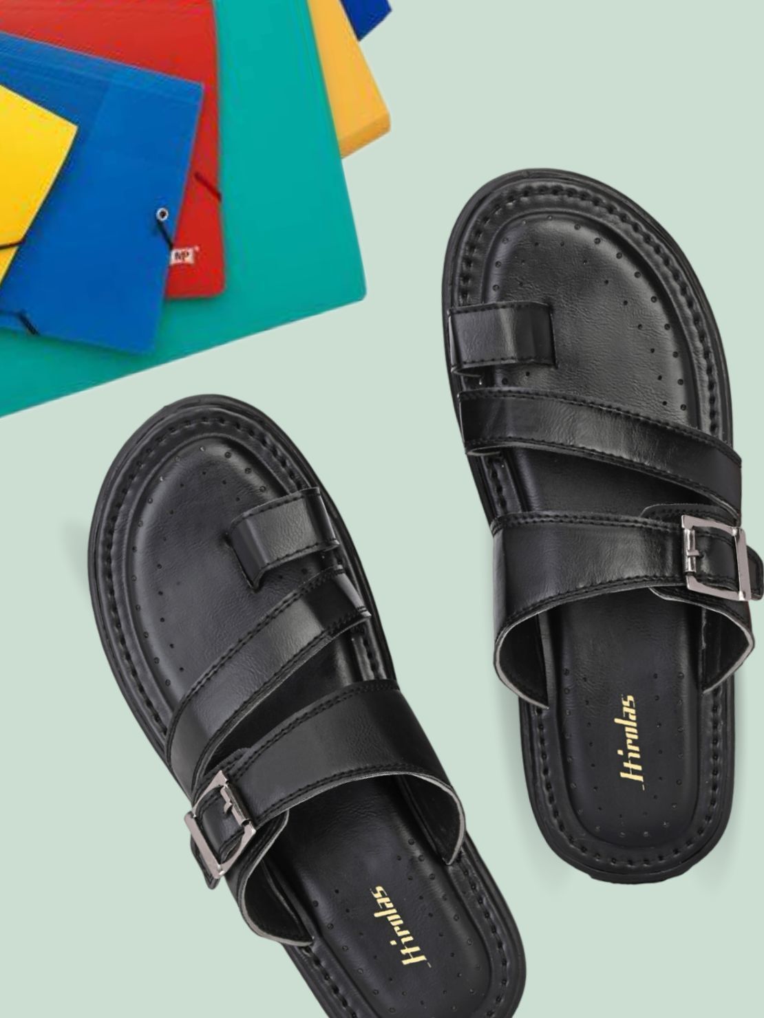 Hirolas® Men's Black Comfortable Office Slippers (HROMSL09BLK)