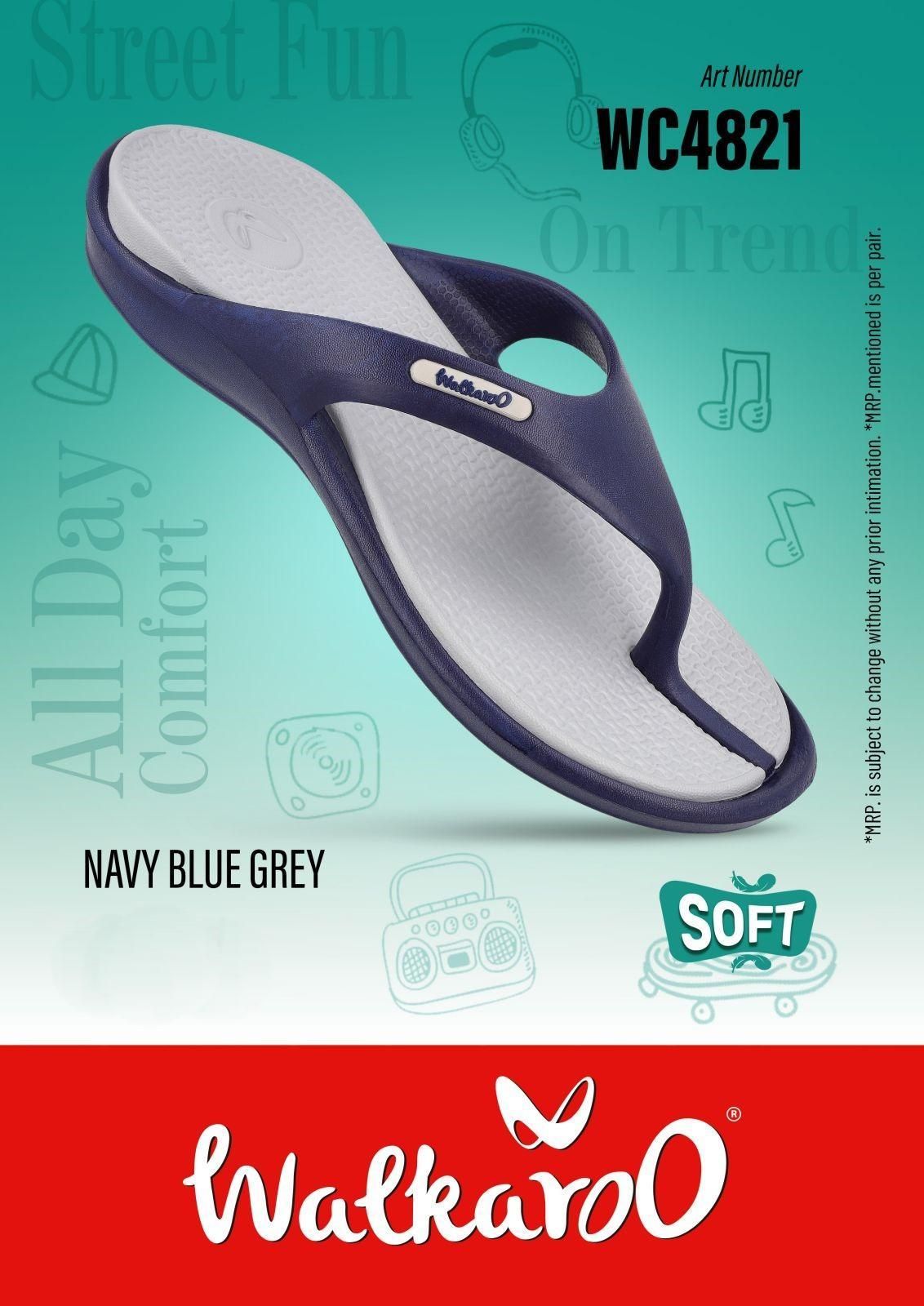 Walkaroo WC4821 Blue Grey G No 10 Mens Slipper