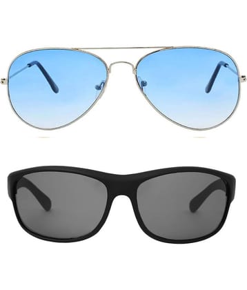 Kanny Devis - Black Wrap Around Sunglasses ( Pack of 2 )