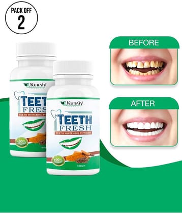 KURAIY Pearl Teeth Whitening Powder Teeth Brightening Oral Remove Plaque Stains 100g Pack of 2