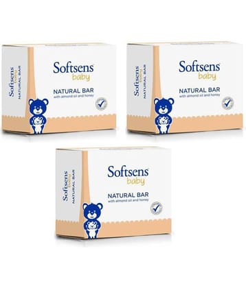 Softsens Baby Natural Bar Soap with Honey, Orange & Natural Almond Oil 100g x 3, Pack of 3