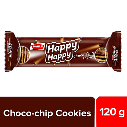 Parle Happy Happy Choco-Chip Cookies - Rich, Crunchy, Baked, 120 g Pouch