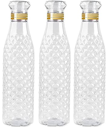 Dark Sun Kitchenware School/Office Fridge Water Bottle White PET Fridge Water Bottle 1000 mL ( Set of 3 )