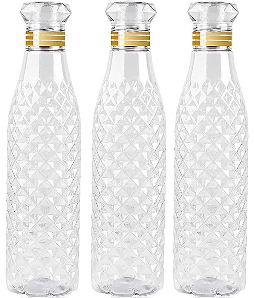 Dark Sun Kitchenware School/Office Fridge Water Bottle White PET Fridge Water Bottle 1000 mL ( Set of 3 )