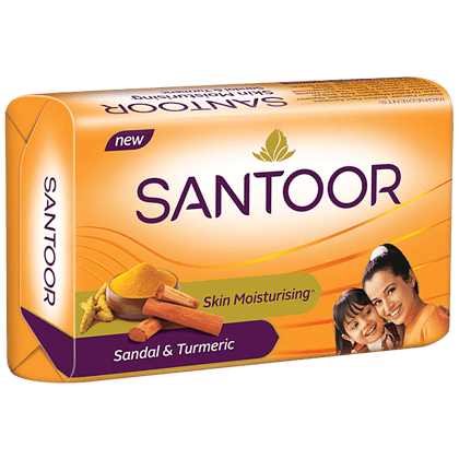 Santoor Sandal & Turmeric Bath Soap For Younger Looking & Glowing Skin, 150 G