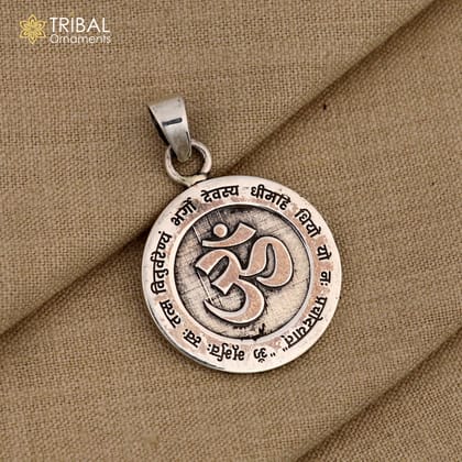 925 Sterling silver lord shiva mantra om design pendant tribal ethnic jewelry nsp1067