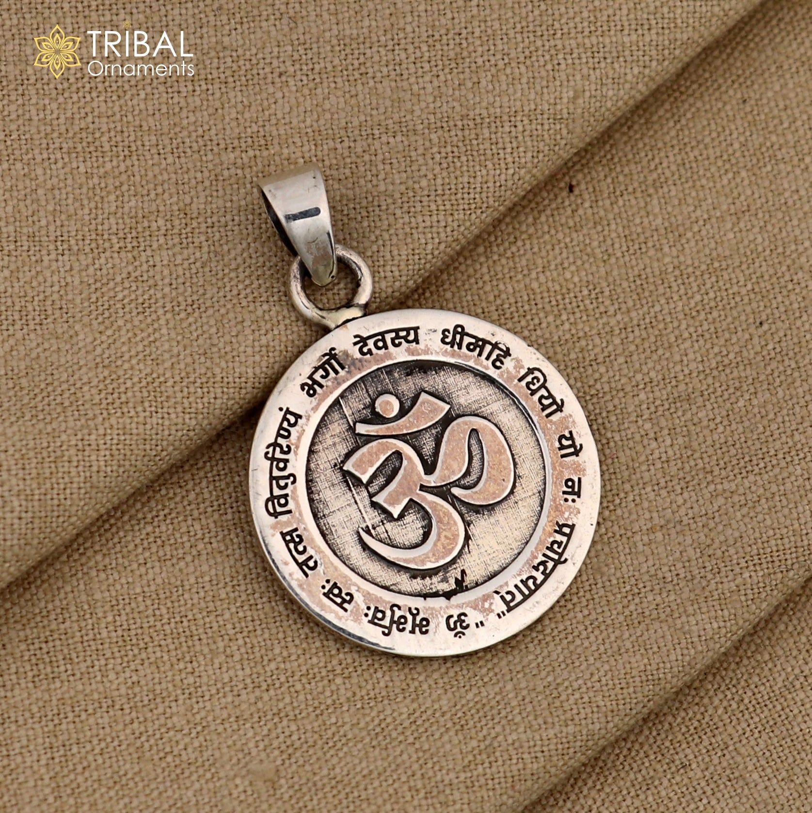 925 Sterling silver lord shiva mantra om design pendant tribal ethnic jewelry nsp1067