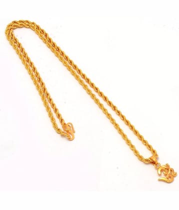 Jewar Mandi Lord Shiva Om Gold Plated Locket/Pendant with Rope/Rassi Chain Daily use for Men, Women & Girls, Boys