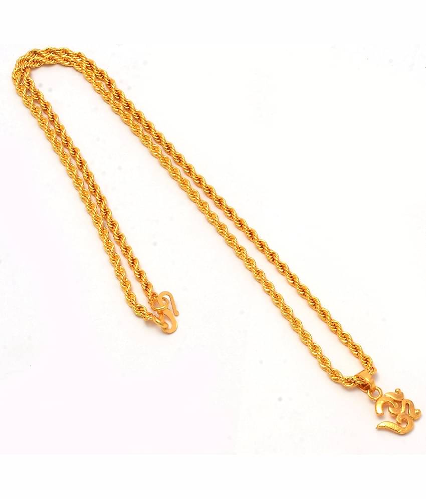 Jewar Mandi Lord Shiva Om Gold Plated Locket/Pendant with Rope/Rassi Chain Daily use for Men, Women & Girls, Boys