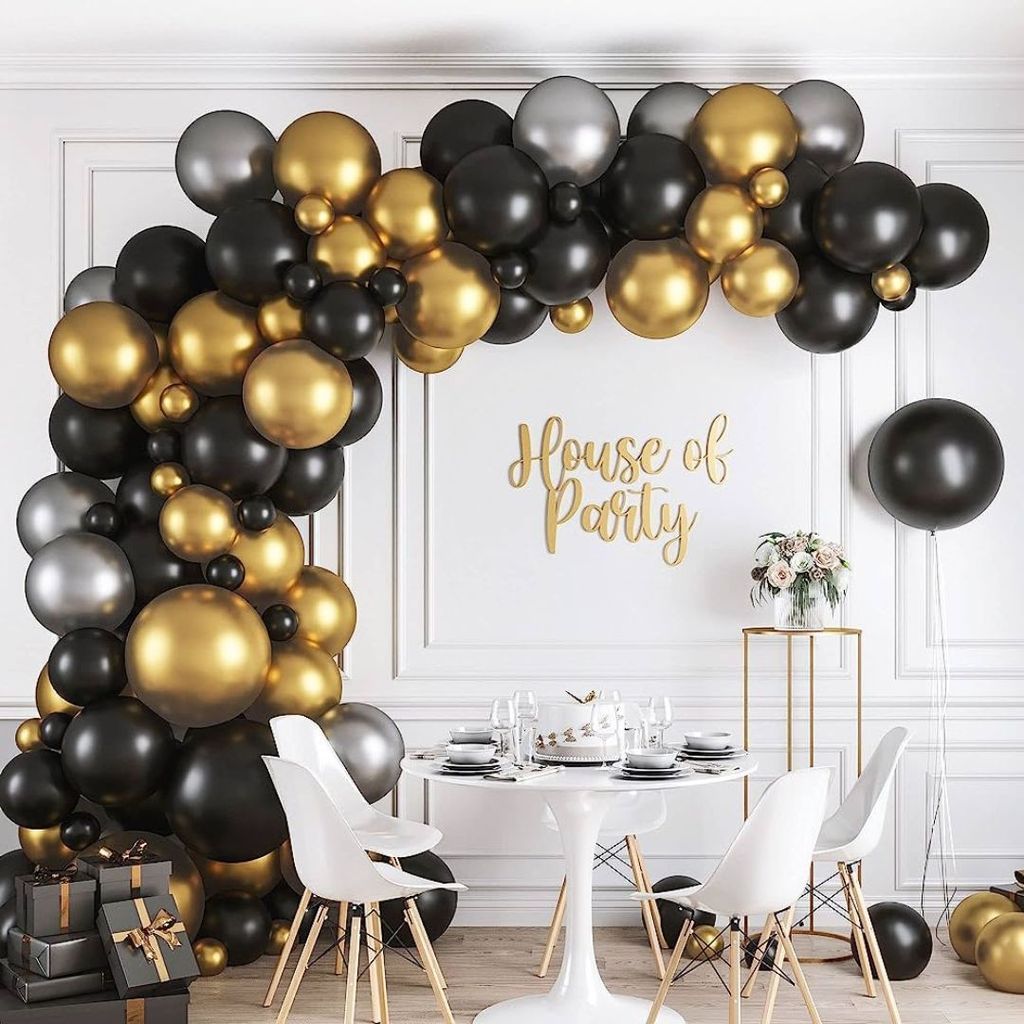 Golden, Silver and Black Balloons for Decoration - Party and Festive Needs | Buy online on ZillyBuy