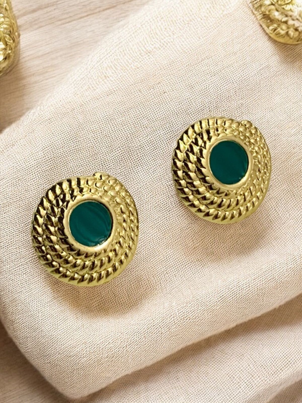Ignite and Shine Green Stud Earrings-STAINLESS STEEL / EMERALD