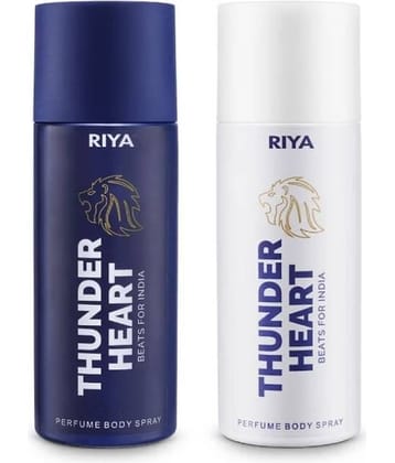Riya Thunderheart Blue & White Perfume Body Spray for Men 150 ml Each ( Pack of 2 )