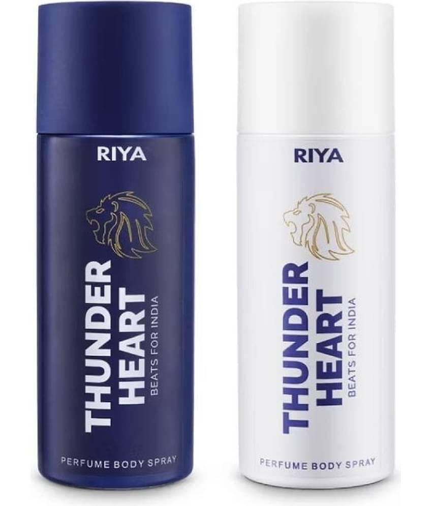 Riya Thunderheart Blue & White Perfume Body Spray for Men 150 ml Each ( Pack of 2 )