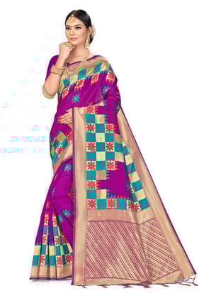 Generic Women's Banarasi Silk Saree (Purple, 5 - 6 Mtrs)