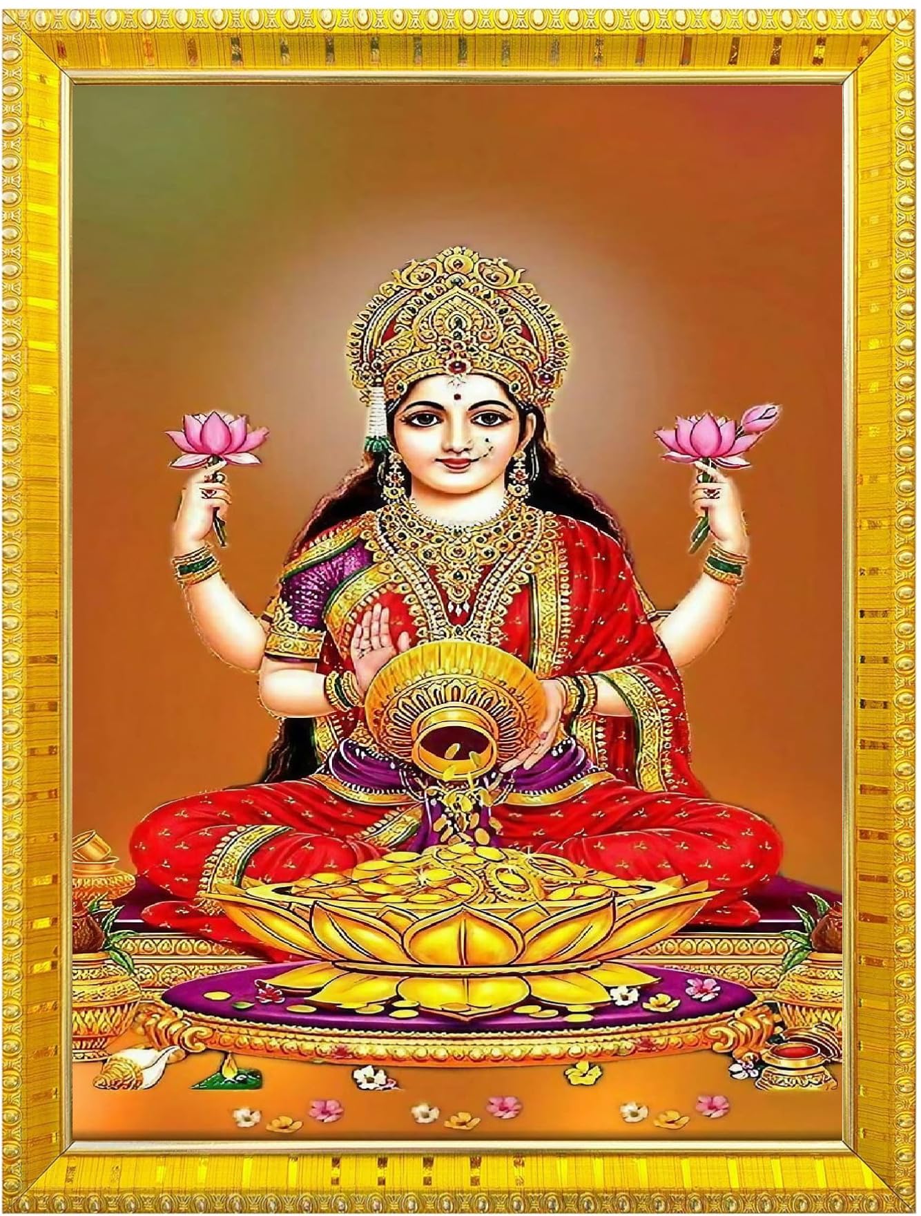 NOKKES Laxmi Devi Maa Mata Photo Frames Religious Photo frame 5X7 Inch Photo Frame_W10