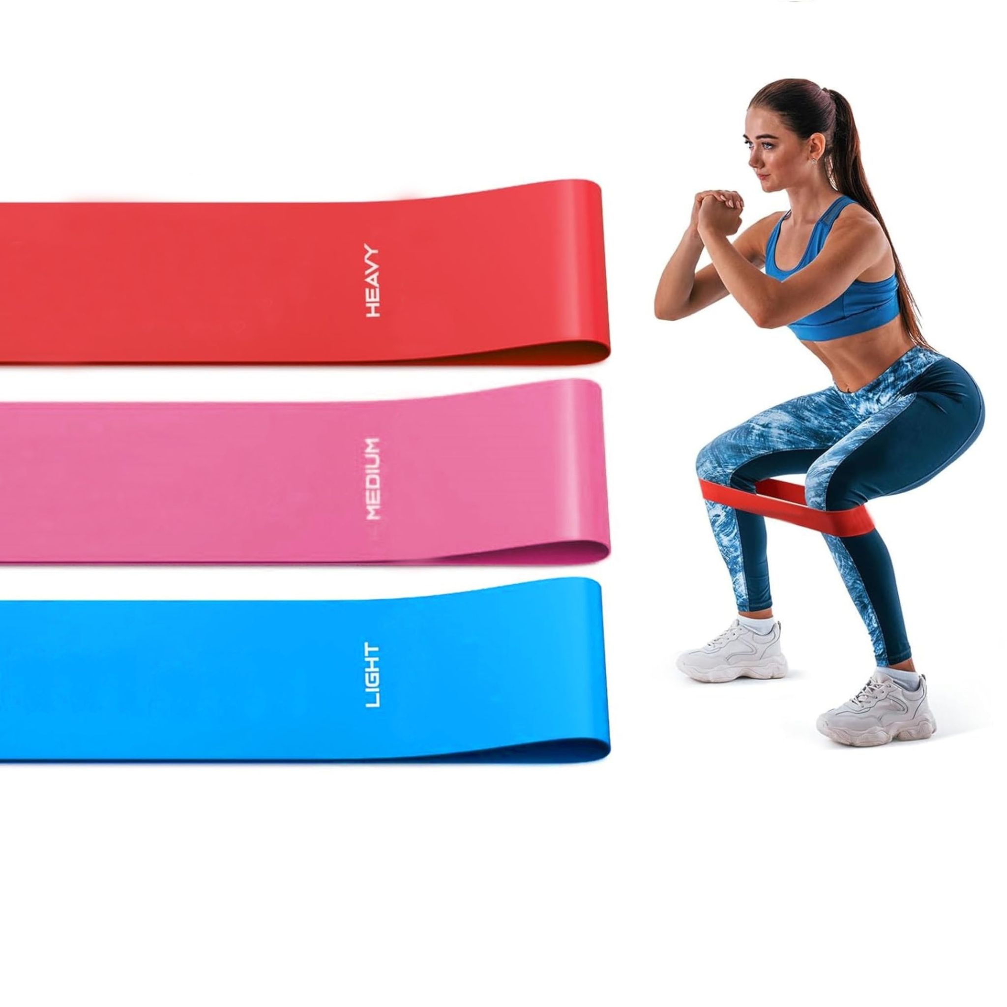 Resistance Loop Bands Set of 3 for Workout, Stretching, Home Gym, Yoga, Pilates � Heavy to Light Resistance Levels for Women & Men � Latex Exercise Bands for Glutes, Legs, and Full Body