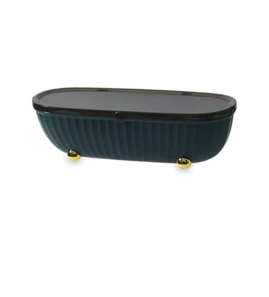 Dimazo Plastic Food Storage Container |Canoe Dry Fruits & Achar Tray |4 Compartment Storage Box with 4 Spoons