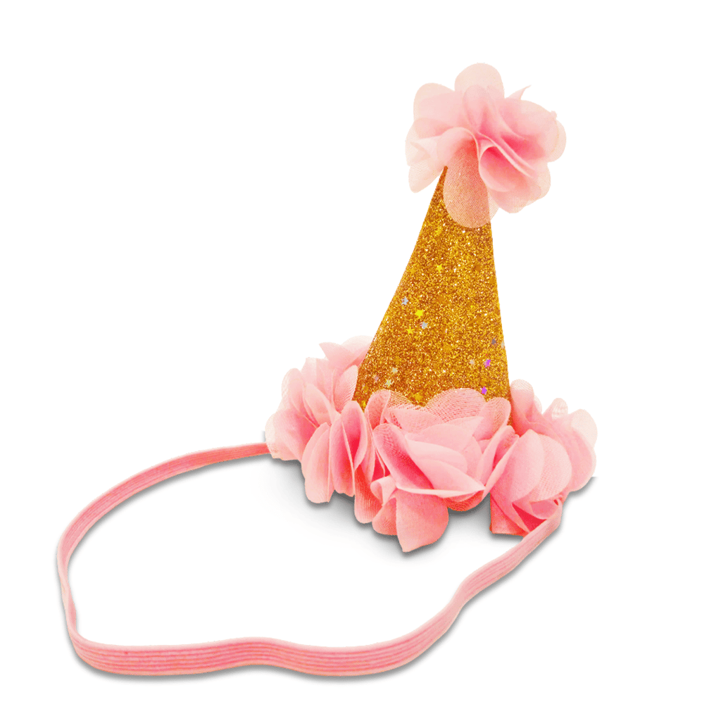 Golden Conical Hat with Pink Flower - Party and Festive Needs | Buy online on ZillyBuy