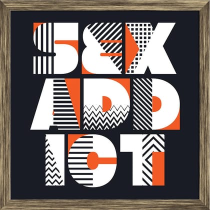 ArtzFolio Sex Addict Typography Graphics Canvas Painting Synthetic Frame-Canvas; Synthetic Frame; Antique Gold / 12inch x 12inch (30.5cms x 30.5cms)