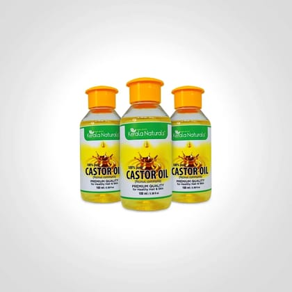 Kanan Naturale Castor Oil 300 ml (100 ml  x3 bottle) (Size - 300ml) by Kerala Naturals