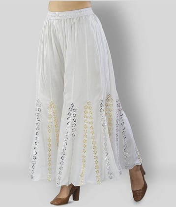 FABRR - White Rayon Flared Women's Palazzos ( Pack of 1 )