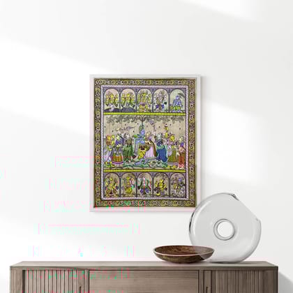 Krishna Rasaleela and Vishnu Dasavatara Patta Tussar Painting