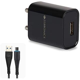 ZEBRONICS Zeb-MA5211 USB Charger Adapter with 1 Metre Micro USB Cable Fast Charge for Mobile Phone/Tablets (Black)_371clone.
