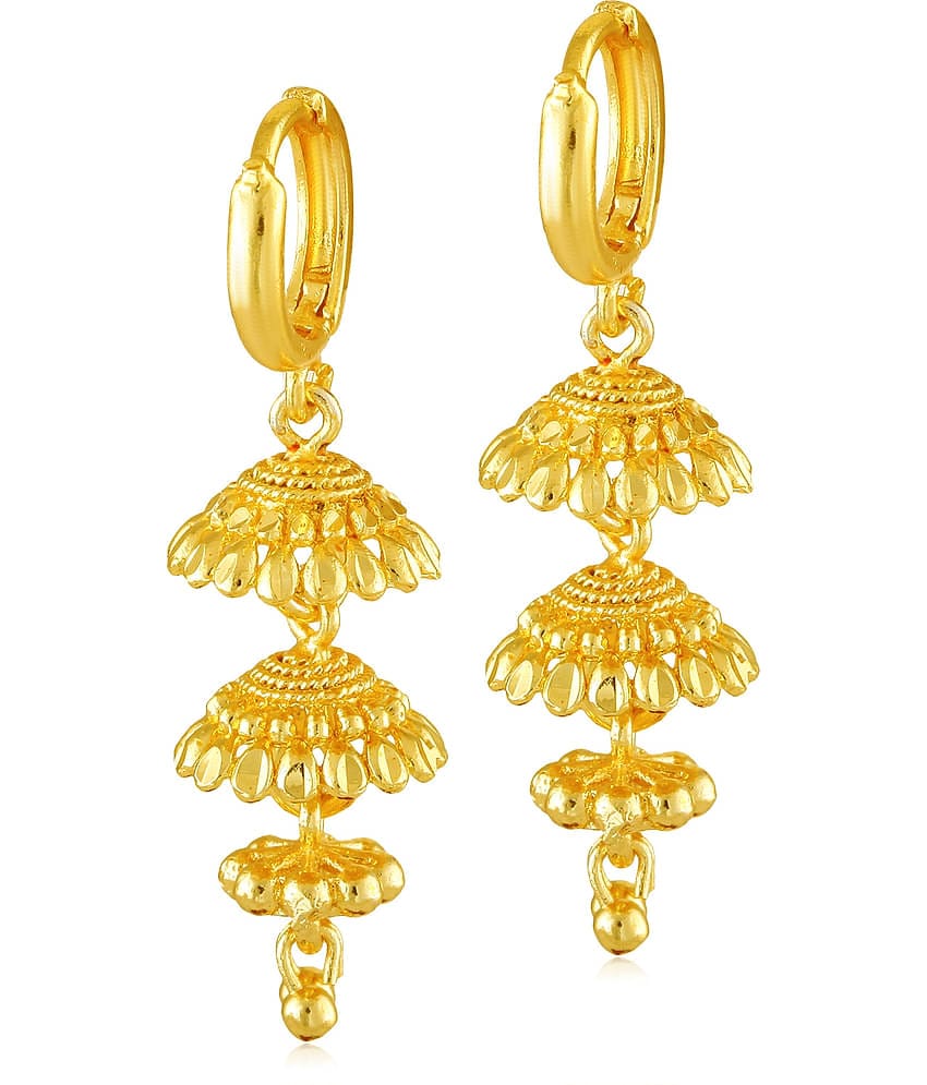 Vighnaharta Daily wear Filigree work Gold Plated alloy Hoop Earring Bucket Bali Basket Bali Earring for Women and Girls  {VFJ1454ERG}