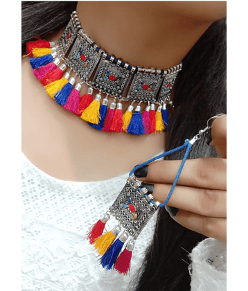 Fashion Street Alloy Multi Color Choker Contemporary/Fashion Silver Plated Necklaces Set