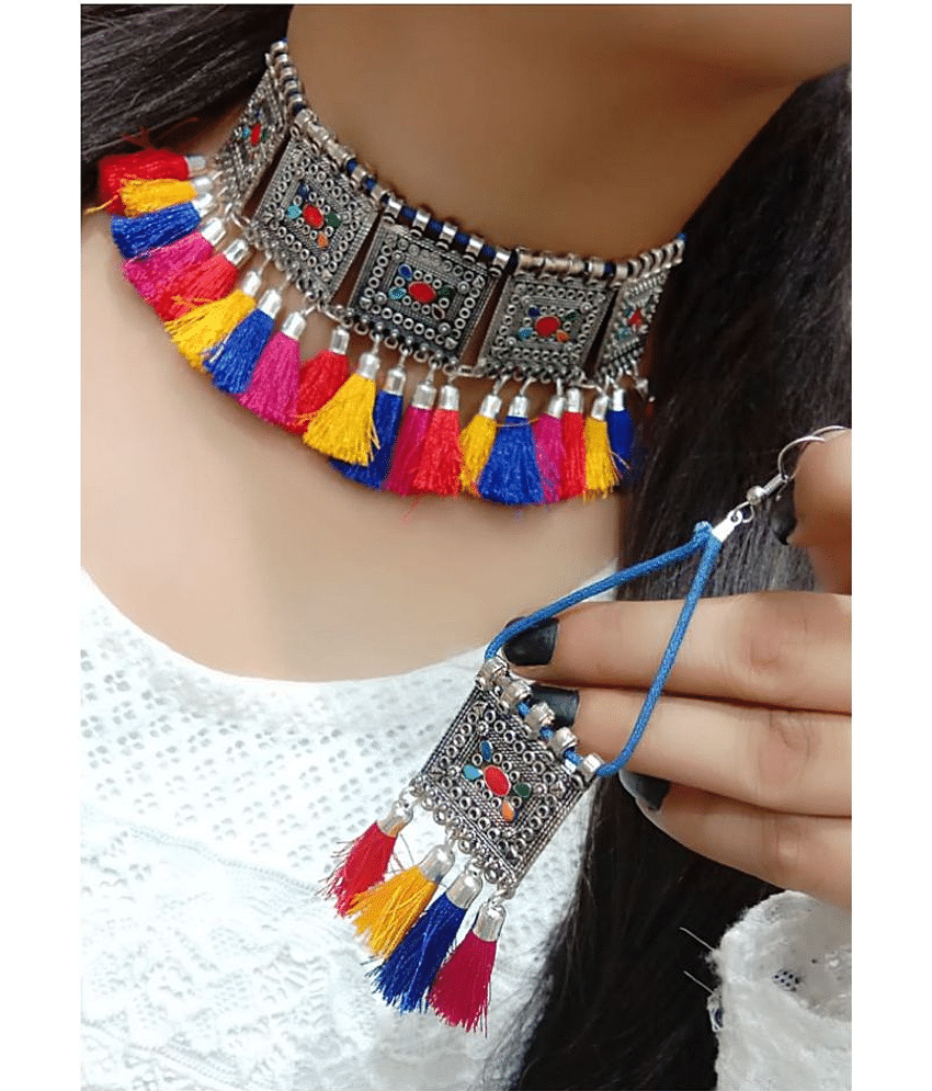 Fashion Street Alloy Multi Color Choker Contemporary/Fashion Silver Plated Necklaces Set