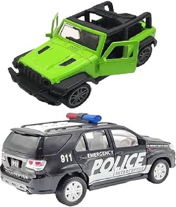 Police Interceptor Toyota Fortuner & Small Mahindra Thar Toy Cars
