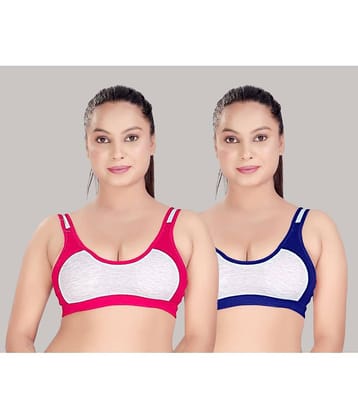 HAYA Pack of 2 Cotton Non Padded Women's Everyday Bra ( Multicolor )