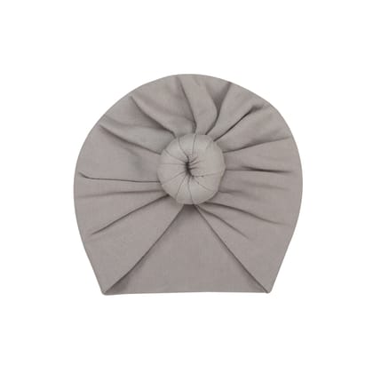 SMOKY GREY KNOTTED TURBAN-0-1 MONTHS