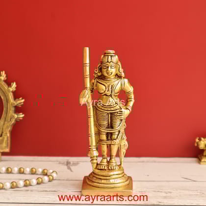 Handmade Hindu God Udupi Krishna Brass Idol Figurine Statue - 6 inch Height