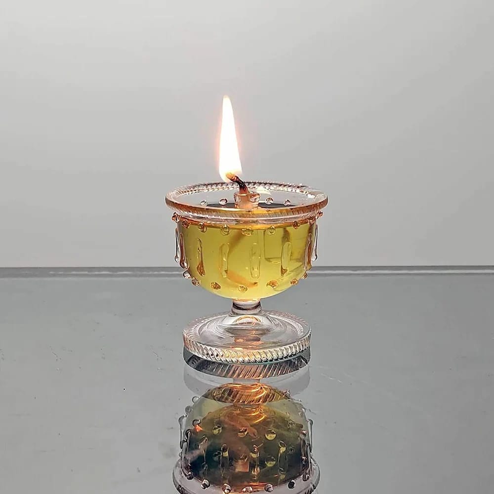Swarajya India Akhand Diya with Glass Cover | 8-Hour Traditional Brass Oil Lamp for Pooja & Spiritual Lighting
