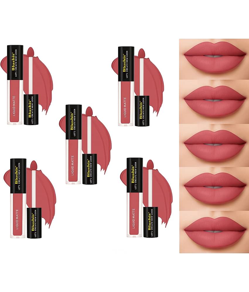 BLUSHIS Nude Matte Smudge Free Liquid Lipstick ( Pack of 5 )