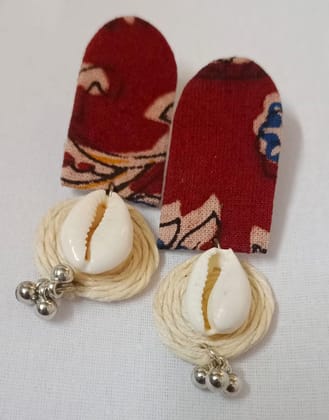 Vibrant Fabric Shell Earrings - Beachy & Lightweight