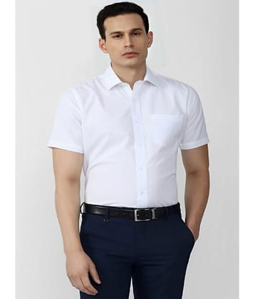 Mandoth Cotton Blend Regular Fit Solids Half Sleeves Mens Casual Shirt - White ( Pack of 1 ) - None