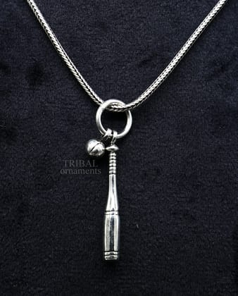 925 sterling silver handmade amazing small baseball bat and ball design pendant, amazing stylish unisex pendant tribal jewelry ssp1579-Only Pendant