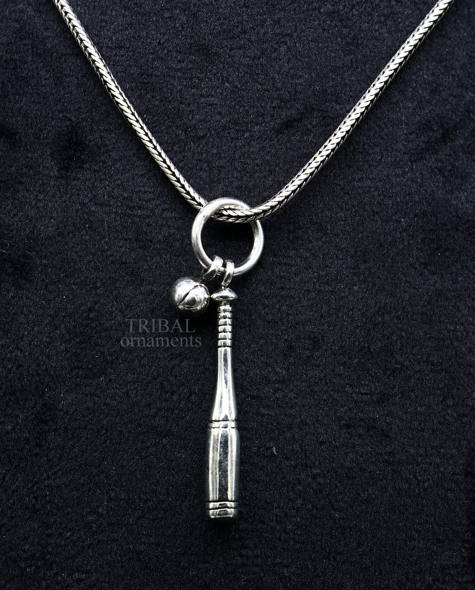 925 sterling silver handmade amazing small baseball bat and ball design pendant, amazing stylish unisex pendant tribal jewelry ssp1579-Only Pendant