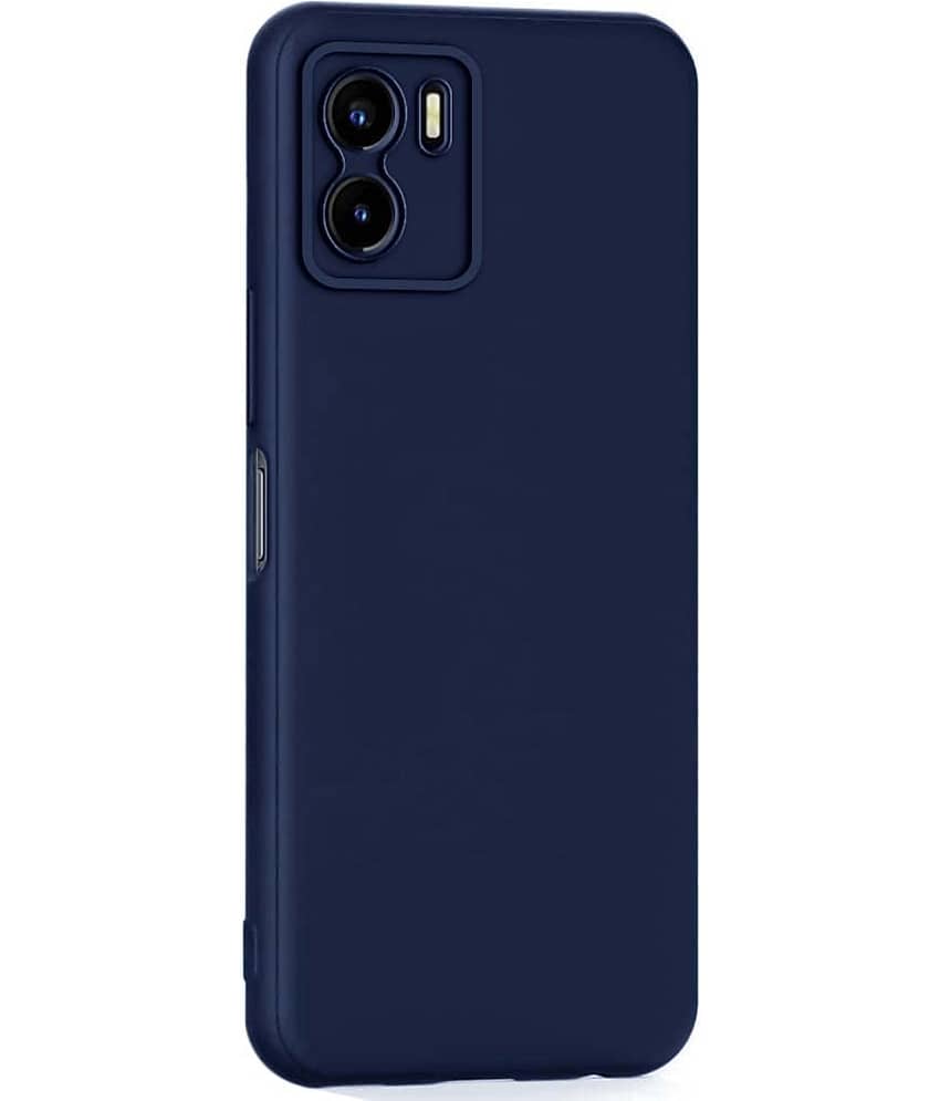 ZAMN - Blue Silicon Plain Cases Compatible For Vivo Y15S ( Pack of 1 )