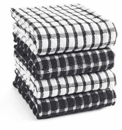 Furnofy Cotton 340 GSM Hand Towel Set Black (Pack Of 4)