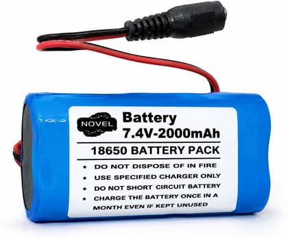 NOVEL 7.4V 2000mAh 18650 Lithium-Ion Battery Pack with BMS and DC Female Wire | Compatible with CCTV Systems, Wi-Fi Routers, LED Lighting and Robotics