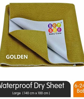 BeyBee Waterproof Baby Bed Protector Dry Sheet for New Born Babies (Large (140cm X 100cm), Gold)