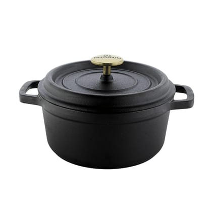 Trilonium Pre-Seasoned Cast Iron Dutch Oven Pot, Casserole, Biryani Pot, Cooking Pot, 20cm, Capacity 2.5 Litres Trilonium Pre-Seasoned Cast Iron Dutch Oven Pot, Casserole, Biryani Pot, Cooking Pot, 20cm, Capacity 2.5 Litres