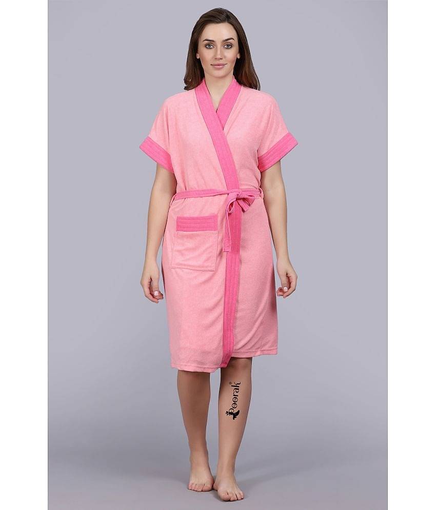 Poorak Pink Free Size Bathrobe ( Pack of 1 )