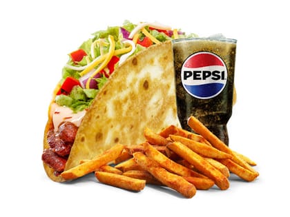 Crunchy Wheat Taco + Pepsi Masala Twist + Seasoned Fries Small