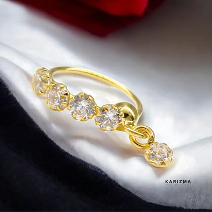 18K Real Gold Nose rings Clear White CZ Studded Piercing Nose Hoop Ring 22g