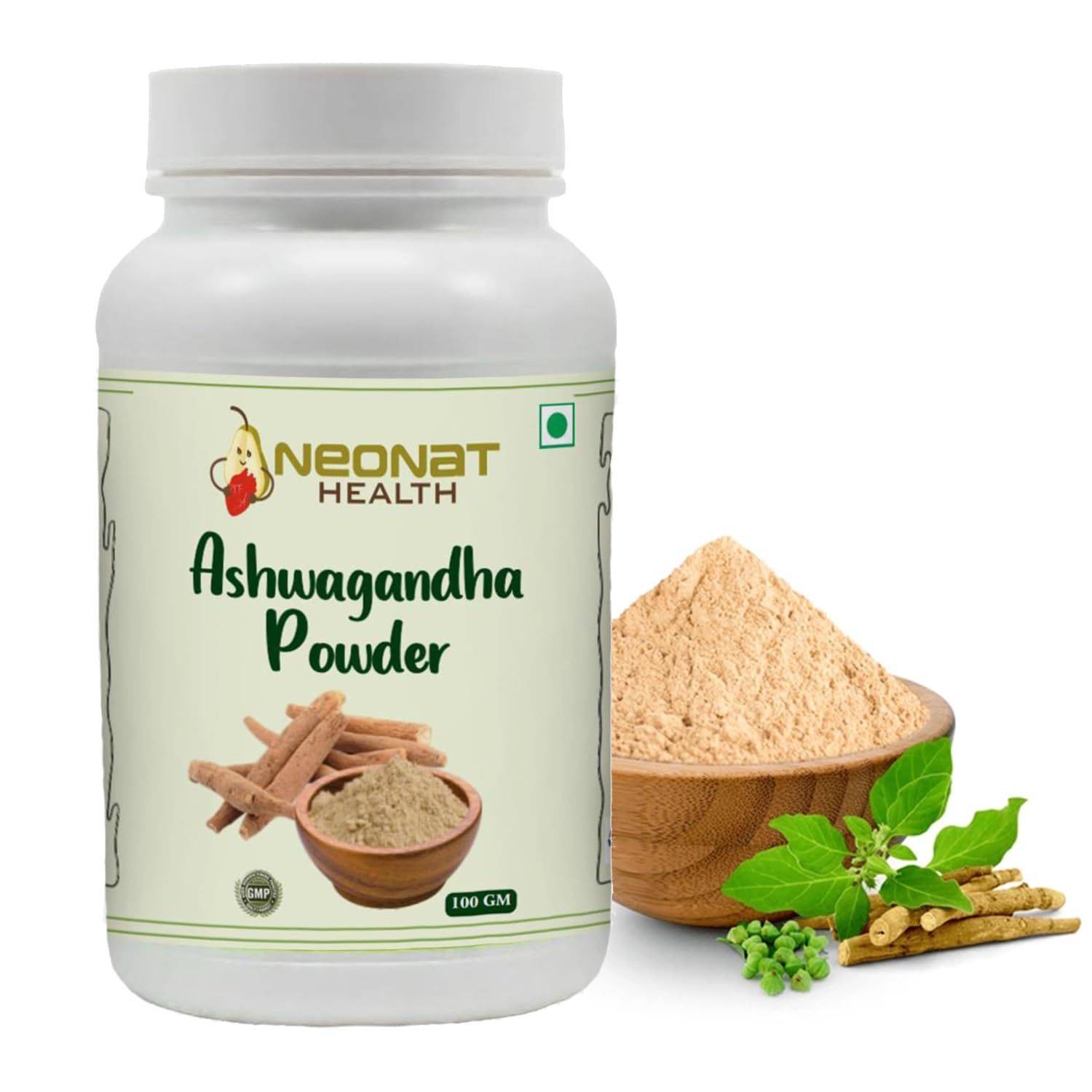 Neonat Health Ashwagandha Powder 100gm (Withania Somnifera), Natural Immunity Booster for Men and Women, Ayurvedic Herbal Supplement, Helps Stress Relief, Energy and Strength