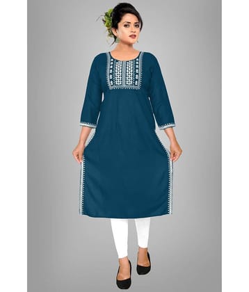 haya fashion - Blue Rayon Women's Straight Kurti ( Pack of 1 )